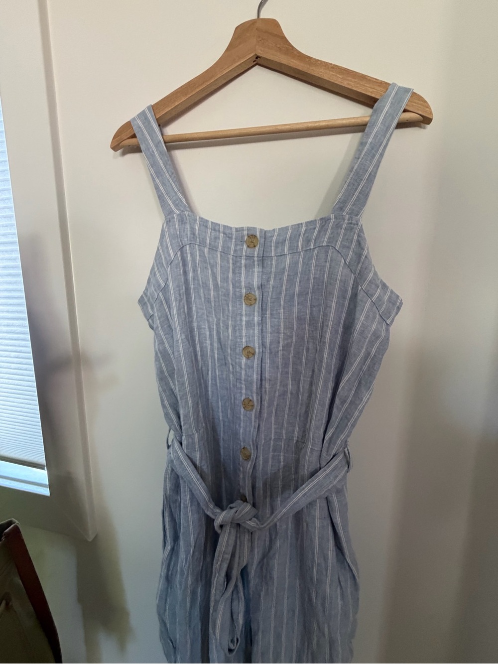 Everlane Light Blue and White Striped Linen Jumpsuit the picnic size 10 - Picture 5 of 8